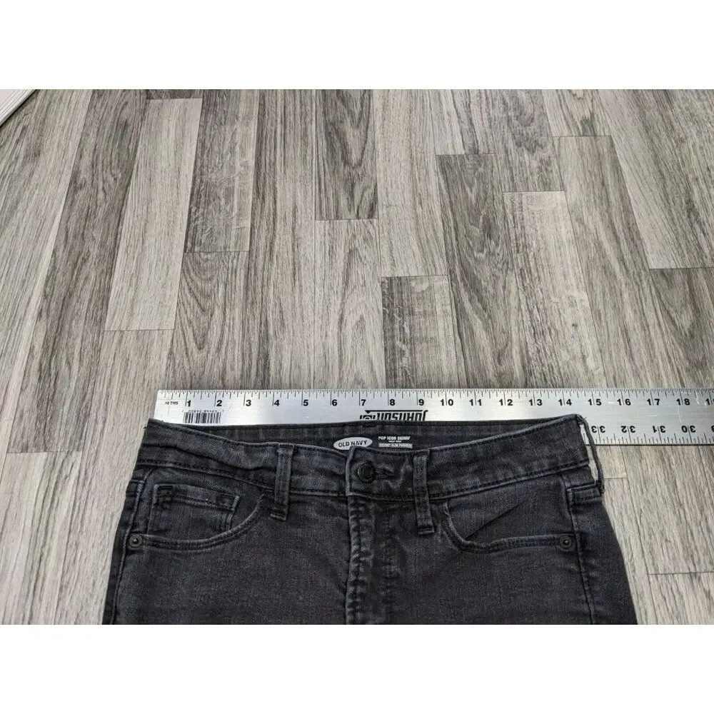 (3/$35) Old Navy Size 6 Pop Icon Skinny High Rise Distressed Black Grey Jeans‎